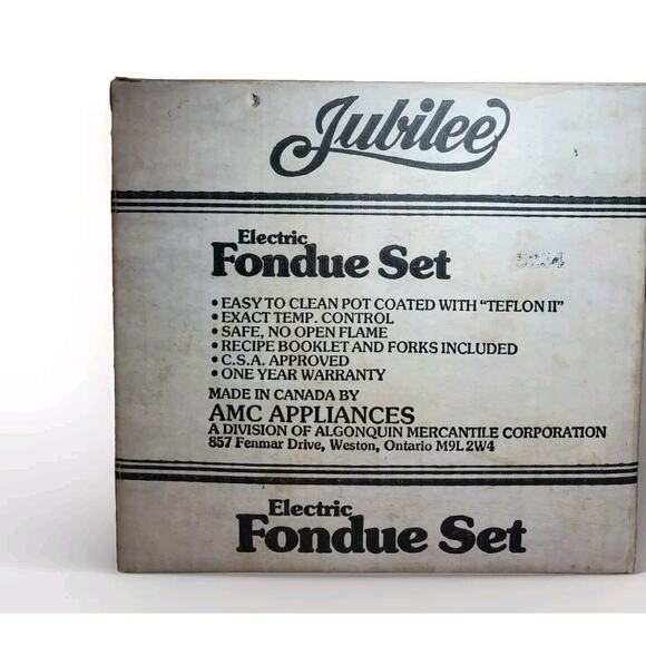 NEW Vintage Jubilee Electric MCM Fondue Set Retro Red Pot 4 Teak Handle Fork NOS - Picture 13 of 15
